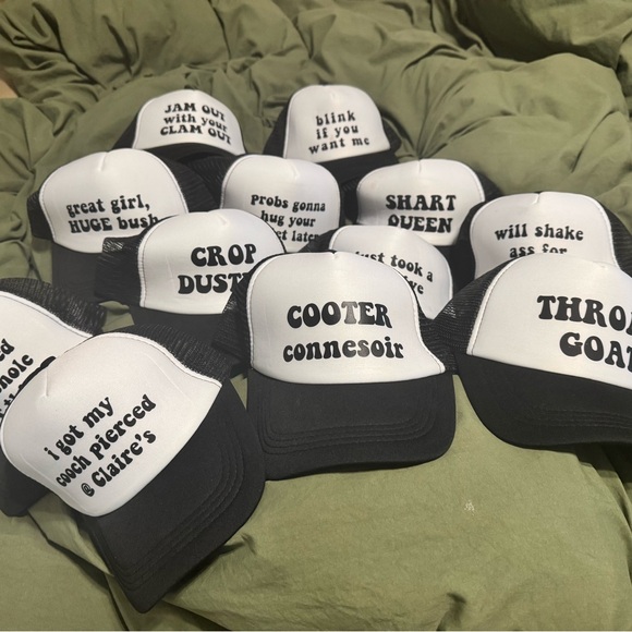 Black and White Trucker Hats with Funny Sayings- hat roulette - Picture 1 of 6